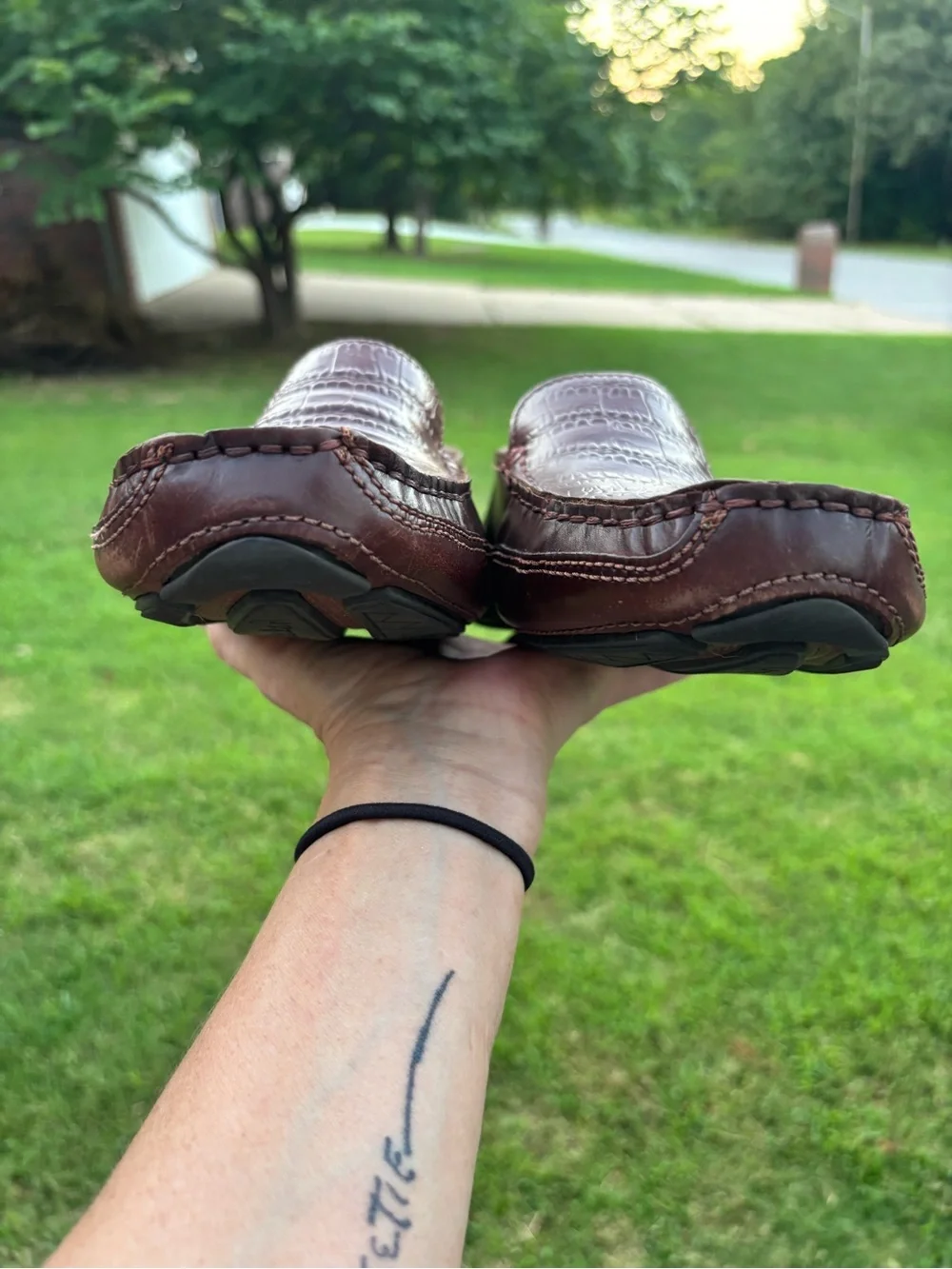 St. John's Bay Brown Croc-Embossed Slip-On Loafers